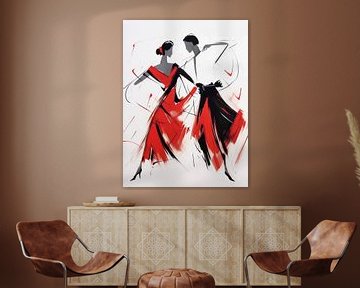 Flamenco Dansers Stijl Abstract van TOAN TRAN