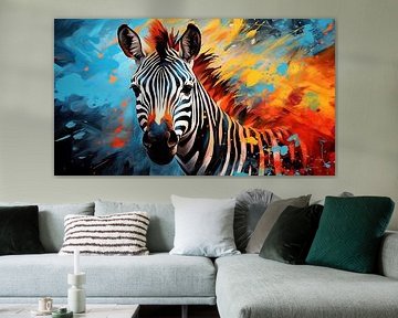 Abstracte artistieke achtergrond met een zebra, in olieverf ontwerp