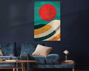 Abstrakte Landschaft mit Sonne von Poster Art Shop
