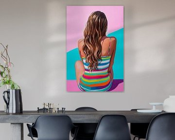 Colourful beach life in pastel colours by Poster Art Shop