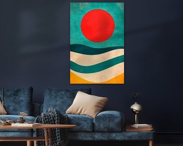 Bunte Wellen und strahlende Sonne von Poster Art Shop