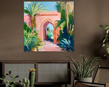 Entrée colorée dans une oasis sur Poster Art Shop