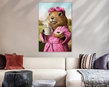 Een ontspannen ochtend met een donut van Poster Art Shop