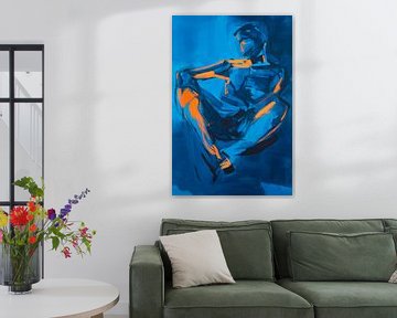 Energie in blauw en oranje van Poster Art Shop