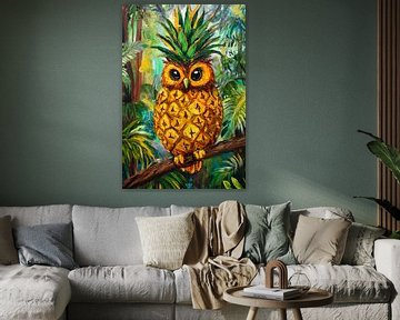 Uil ontmoet ananas in de jungle van Poster Art Shop