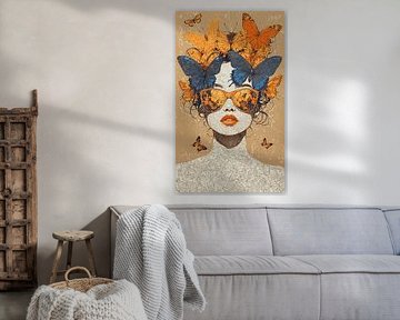 Power of Transformation: Woman with Butterfly Crown by Color Square