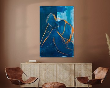 Body in blauw en oranje van Poster Art Shop