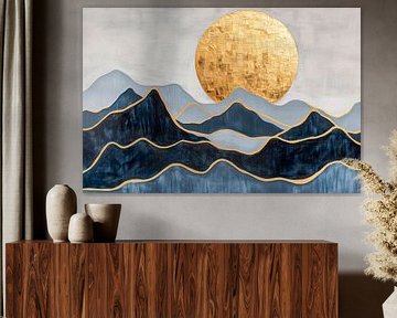 Montagnes dorées sous le soleil sur Poster Art Shop