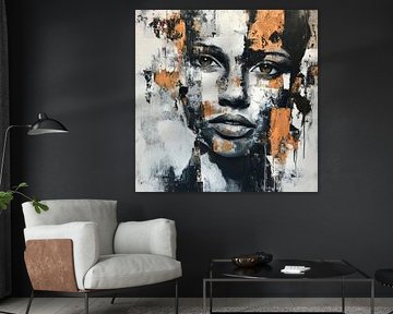 Face in black, white and gold by Poster Art Shop