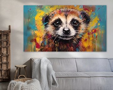 Abstracte artistieke achtergrond met een stokstaartje, in olieverf ontwerp van Animaflora PicsStock