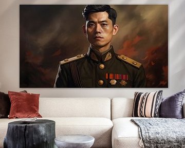 Vintage-Porträt eines asiatischen Militär Mannes