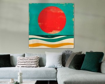 Rood van de zon boven de zee van Poster Art Shop