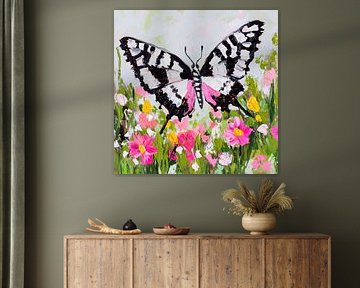 Butterfly in a field of flowers by Poster Art Shop