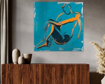 Zittende figuur in felle kleuren van Poster Art Shop