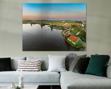 Zaanse Schans windmolens tijdens een zomerse zonsondergang van Sjoerd van der Wal Fotografie