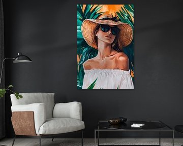 Zomerse elegantie onder palmbomen van Poster Art Shop
