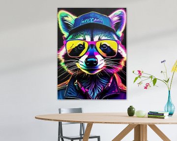 A raccoon in glasses