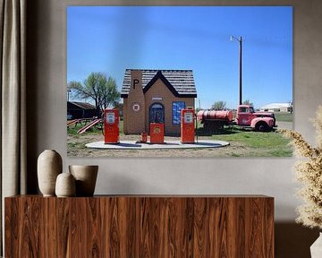 Bright orange Phillips 66 gas pumps