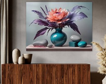 Rustgevende combinatie van bloem en steen