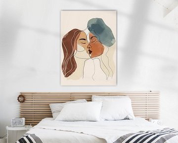 Twee Kussende Vrouwen Stijl Abstract