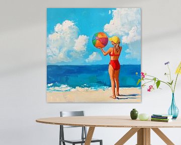 Zomerpret op het strand van Poster Art Shop
