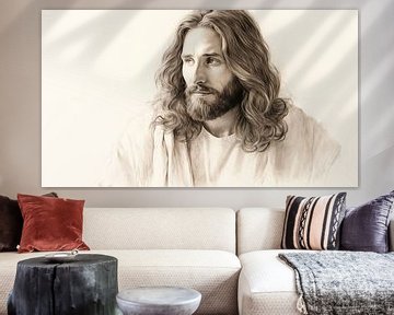 Pencil drawing of Jesus Christ, vintage drawing. by Animaflora PicsStock
