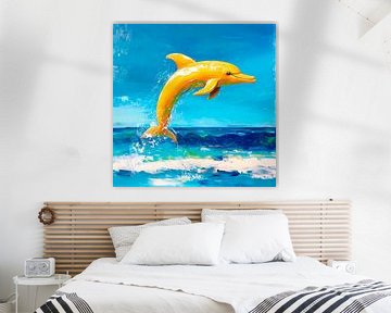 Sprung des goldenen Delfins von Poster Art Shop