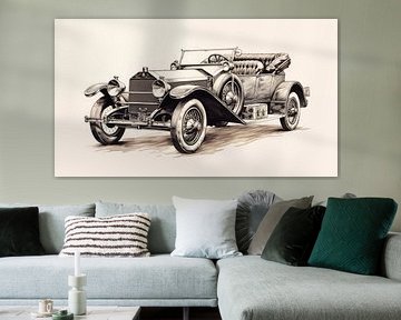 Dessin de voiture ancienne, crayon de voiture ancienne Dessin Vintage.