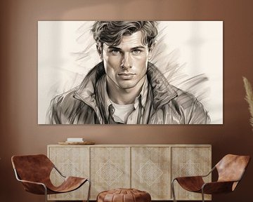 Portrait d'homme dessin, homme dessin au crayon