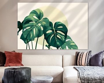 Tropisch gebladerte in een cirkel van licht van Poster Art Shop
