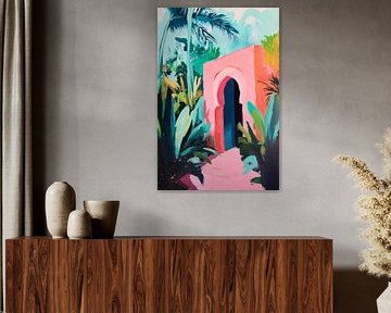 Tropical gate in a colourful jungle by Poster Art Shop