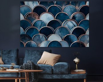 Waves of the sea in shades of blue and grey by Poster Art Shop