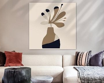 Bloem in vaas. Boho Retro Abstract stilleven nr. 2 van Dina Dankers