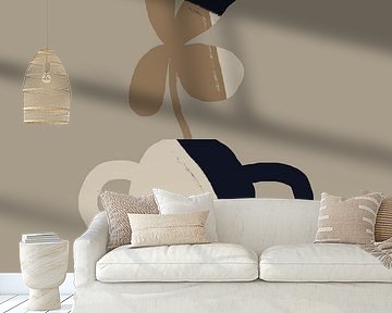 Blume in Vase. Boho Retro Abstraktes Stilleben Nr. 4