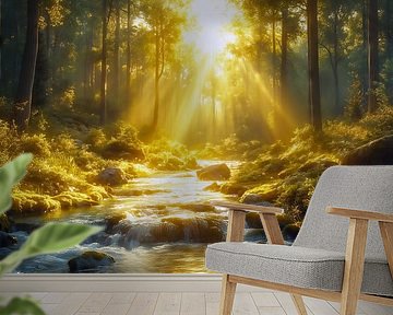 Sonnenaufgang Goldener Morgen im Wald von Max Steinwald