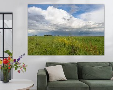 Frühlingshafte Landschaft mit Wildblumen