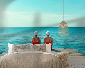 Zwei Freunde am Meer von Poster Art Shop