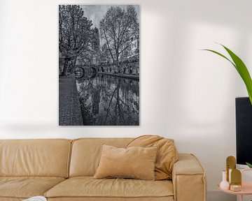 Domtoren, Oudegracht  en Gaardbrug in Utrecht - zwart-wit van Tux Photography
