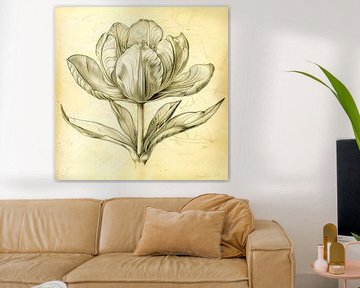 Classic Black and White Flower Illustration Wall Decoration