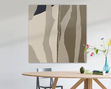 Abstracte kunst. Lijnen in zwart, wit, taupe. van Dina Dankers