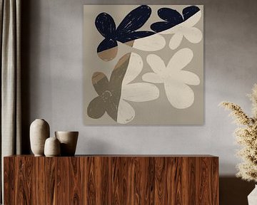 Abstract minimalistisch botanisch. Bloemen in neutrale kleuren nr. 1 van Dina Dankers