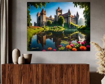 Kasteel Dreamscape - Kasteel Corvin, Roemenië 2 van Johannas Art Creations