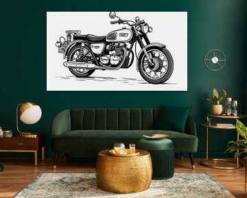 Retro motortekening, vintage potloodtekening. van Animaflora PicsStock