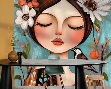 Colourful illustration, portrait by Carla Van Iersel