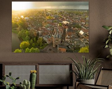 Zwolle lente zonsondergang bij de Sassenpoort