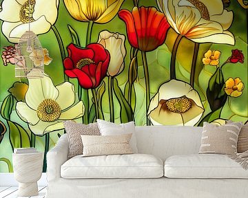 Blumen Jugendstil Wanddekoration von Vlindertuin-Art