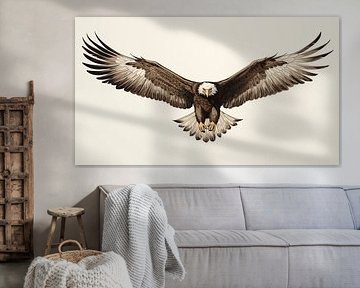 Weißkopfseeadler-Zeichnung, Weißkopfseeadler-Bleistiftzeichnung im Vintage-Stil.