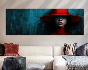 Vrouw Rood op Blauw van Kunst Kriebels