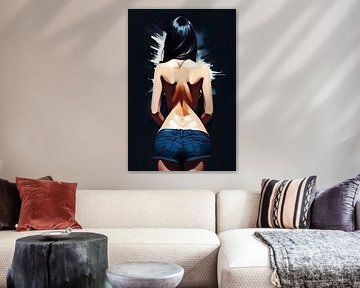 Sexy meisje dat een zwarte bikini draagt die met haar mooie lichaam pronkt