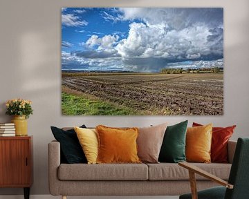 weiland met dramatische wolkenlucht van Egon Zitter